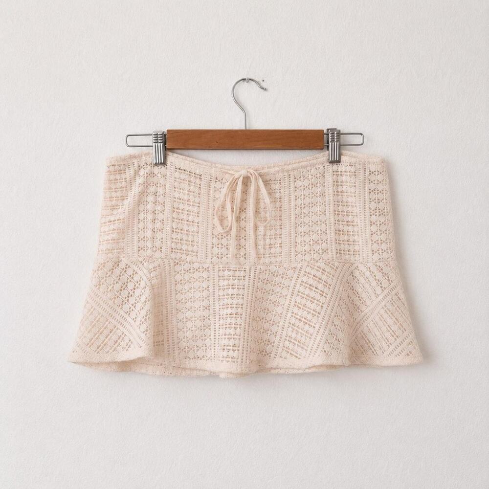 wild fable cream crochet swim cover skirt